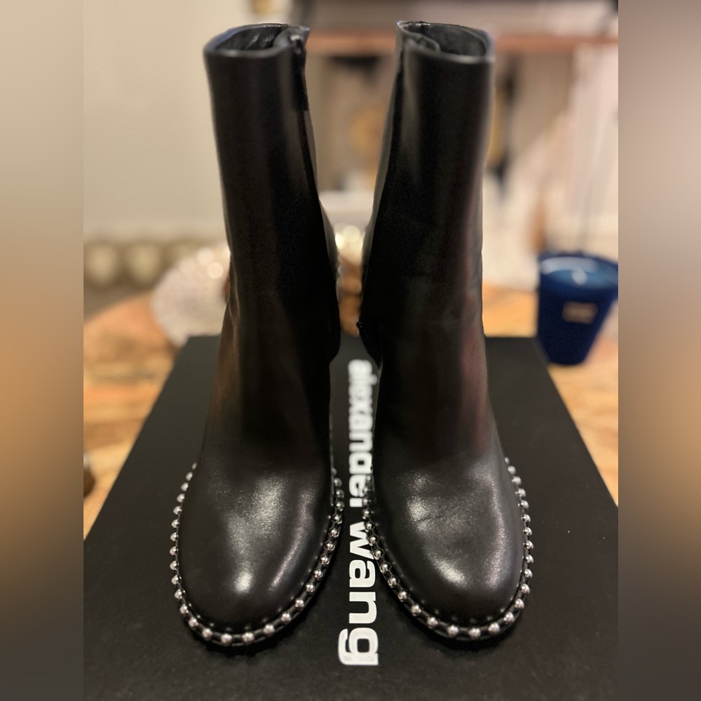Alexander Wang Black Leather Studded Ankle Boots